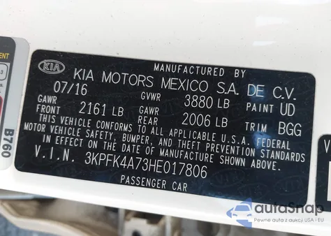 2017 Kia Forte Lx from USA, damaged, VIN 3KPFK4A73HE017806